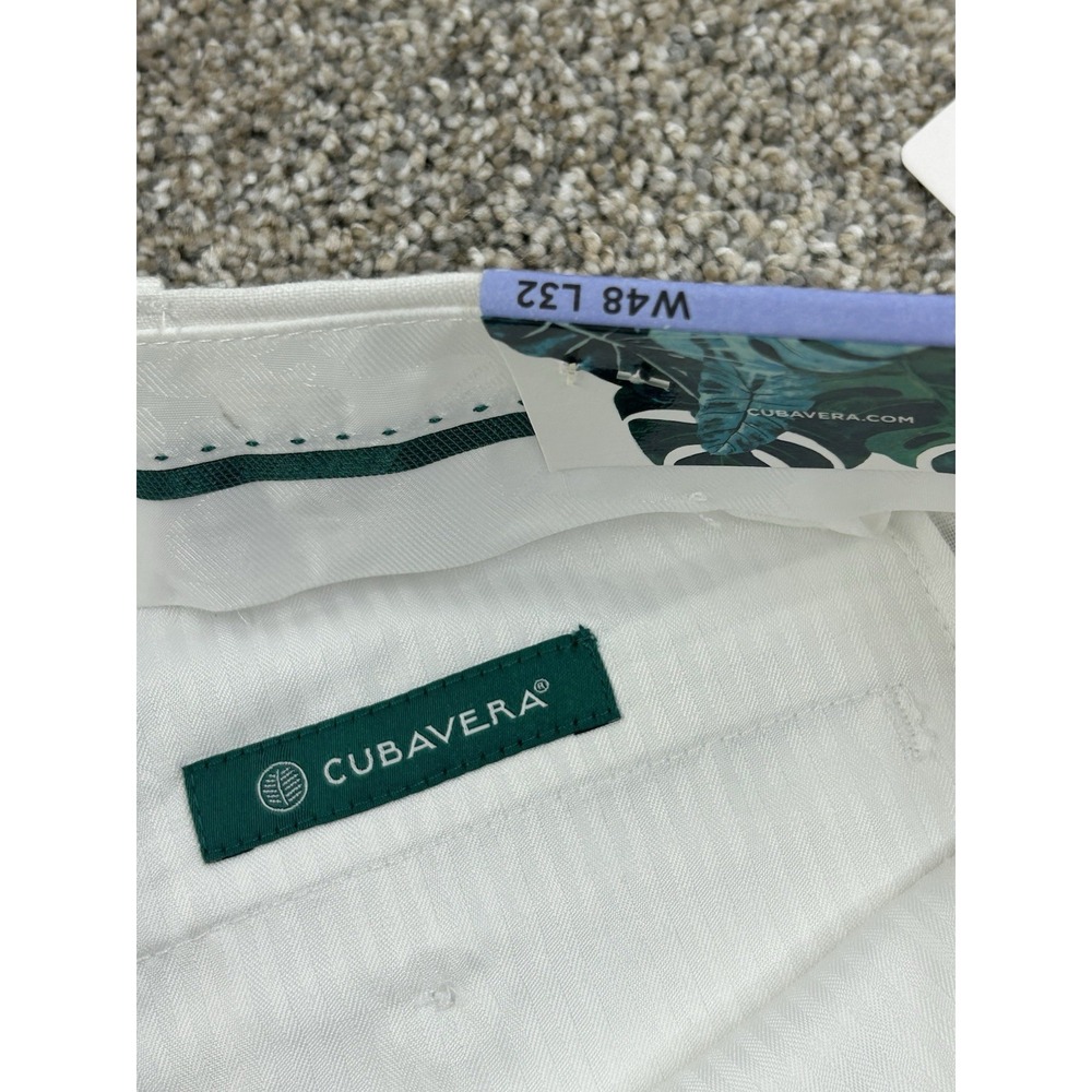 New Cubavera Linen Blend Pants Mens 48X32 White Flat Front Straight #0288 - Picture 6 of 8